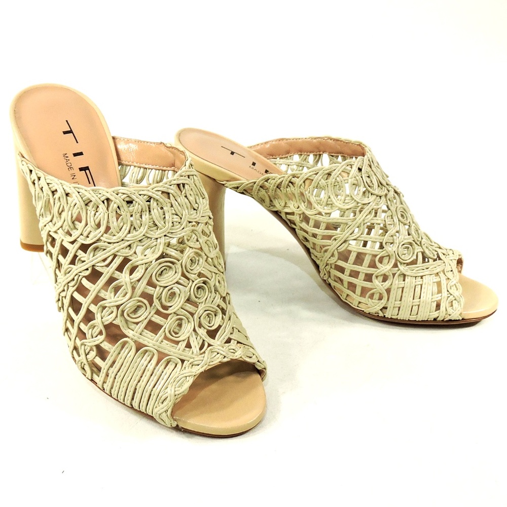 TIFFI 🇮🇹 WOMEN'S BEIGE LEATHER COMFORT SUMMER MULES